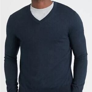 BANANA REPUBLIC LUXURY BLEND Silk Cotton Cashmere Men's V Neck Sweater L Blue